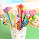 Cute creative cartoon fruit color children pencil  with eraser