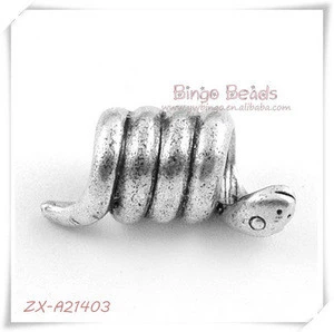 Cute Snake Antique Silver Tube Beads