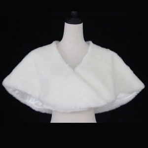 D1330  White Bridal Jacket Winter Warm White Faux Fur Coat Wraps Shawl Bride Cape Bolero Wedding Jackets