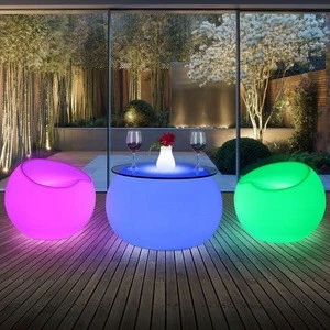 D68*H41cm led bar table and chairs led illuminated light furniture outdoor