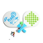 DECOQ Wholesale Wooden Beach Racket Safe Cricket Bat Ball Paddle Set Racquet with Interesting Chess Game Toy