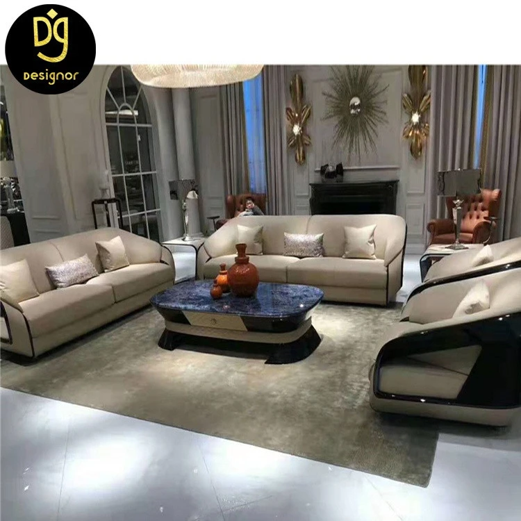 DG201117SA3 2020 Italian naturi sala luxury black couch sofas sectionals set for living room european leather