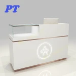 Different Size Wood Checkout Counter Furniture Standard Dimensions Cashier Desk