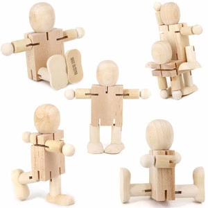 diy wholesale Educational boxing toy wooden kids robot toy