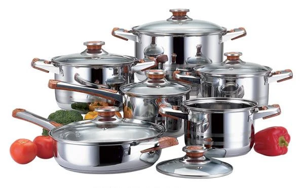 Double Bottom Cooking Pot Stainless Steel Stainless Steel Stock Pot 12 Pieces with Magnetic Cooking Pot Cookware Set