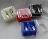 Double Holes Plastic Cosmetic Pencil Sharpener For Eyebrow Lip Liner Eye Liner With Cleaner