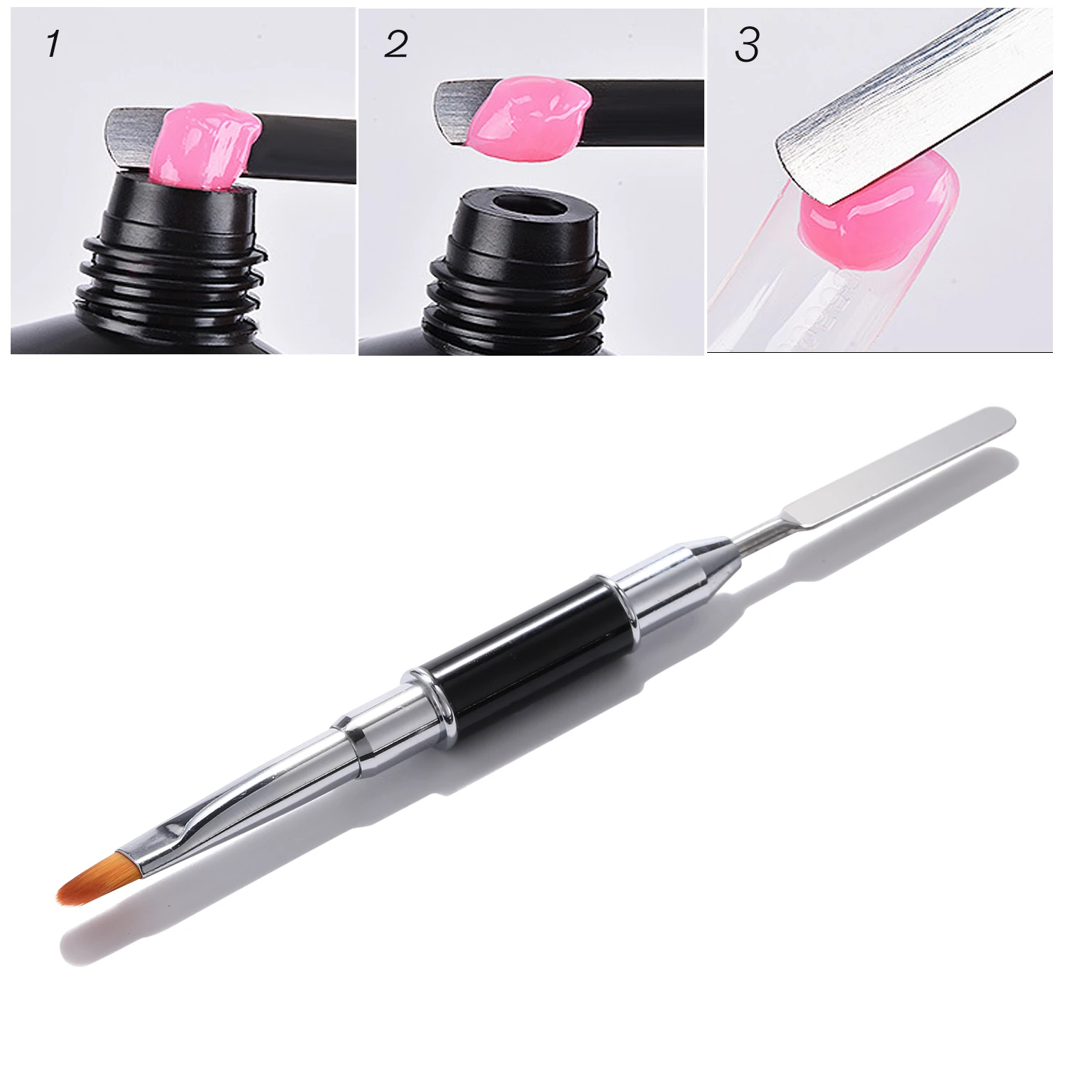 Double Tips Acryl Poly Nail Tool  Brush Art Wholesale Two End Nail Gel Brush