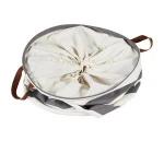 Drawstring Waterproof Round Cotton Linen Collapsible Storage Basket