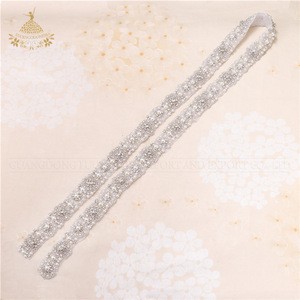 Dress Accessories Applique silver Motif Crystals  For Bridal Garter Wedding sashes