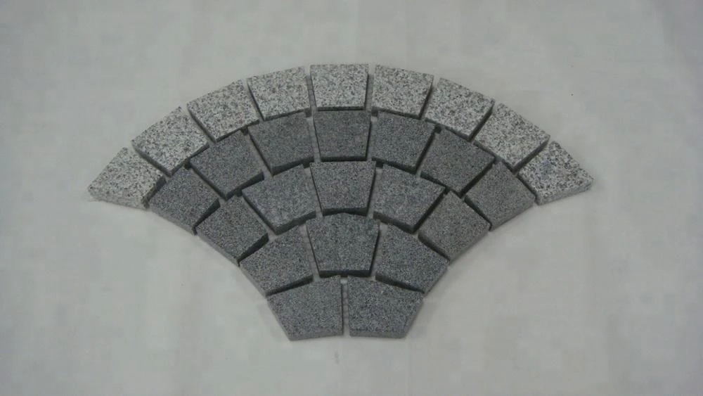 Driveway Granite Paving Stone Fan Shape Paving Tiles on Mesh