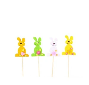 Easter felt rabbit stick decoration, felt crafts rabbit stake for plant, felt Easter Rabbit stick for garden ornaments