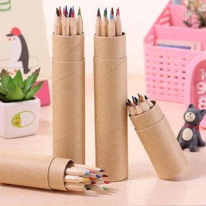 Eco friendly custom natural wooden school colored pencils bulk multi colors pencil set 12pcs