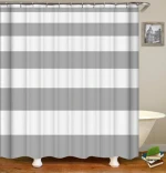eco friendly geometric pattern digital print striped bath screen shower bath curtain set
