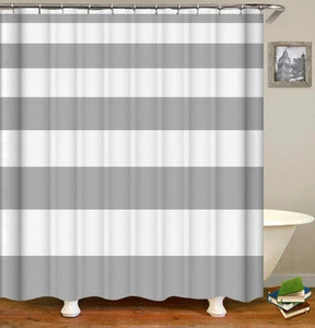 eco friendly geometric pattern digital print striped bath screen shower bath curtain set