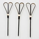 Eco friendly twisted knotted fruit cocktail kabob chocolate BBQ skewer heart shaped bamboo skewers