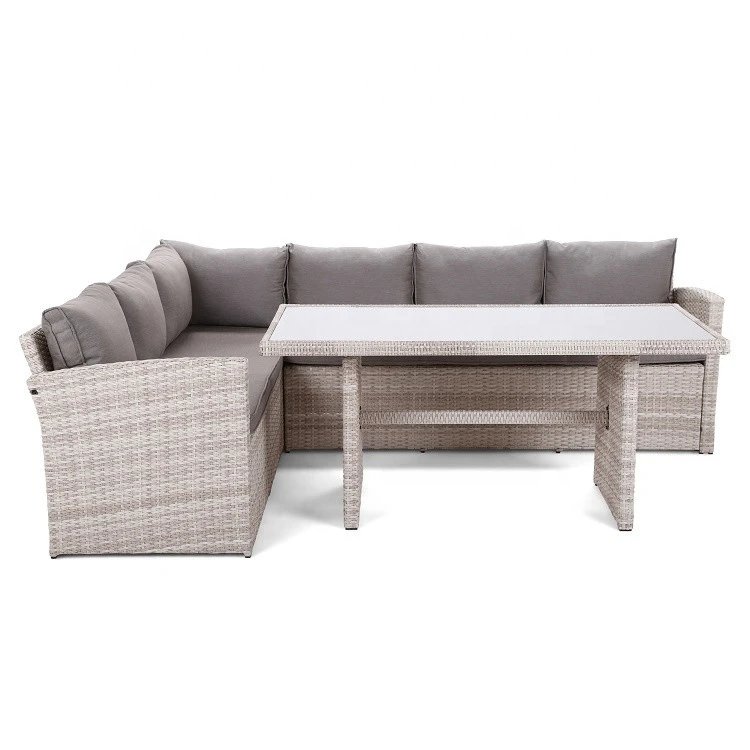Economical custom design durable rattan corner Sofa outdoor furniture dining set