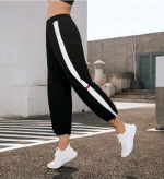 Elastic waistband sweat pants women yoga pants with pockets ankle banded pants  sports
