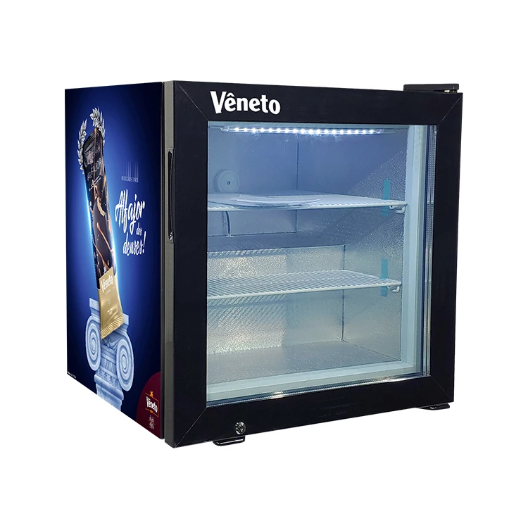 Electricity 55liter ice cream store use glass door upright table top display freezer for sale