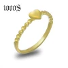 Elegant Cute AU585 Gold 14K Yellow Gold Heart Shaped Finger Ring