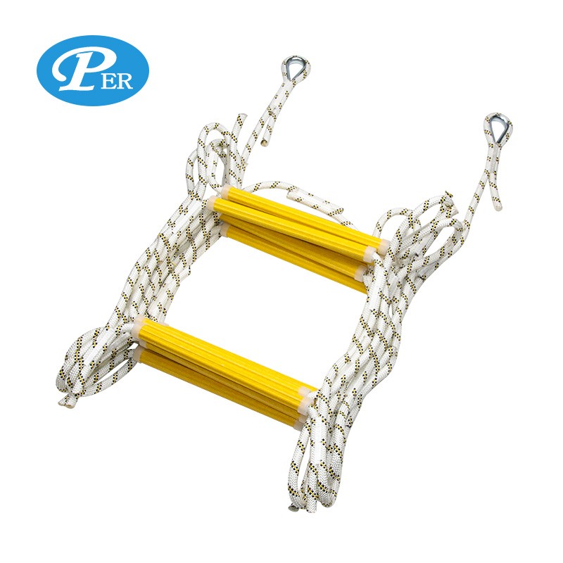 Emergency Fire Escape Ladder, Flame Resistant Safety Rope Ladder With Hooks