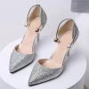 European Ladies Fashion Elegant Sexy Double Color Glitter Bling Wedding Pointed Toe Stiletto Thin High Heels Shoes