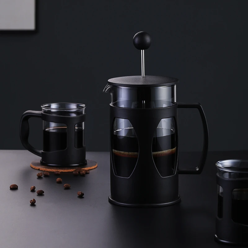 European style 600ml classic black plastic french coffee press