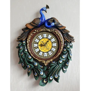 European Style Mute DIY Gold-plated Luxury Loving Peacock Decoration Wall Clock