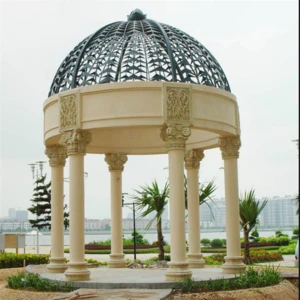 European style pavilion outdoor natural carving stone gazebo for sale