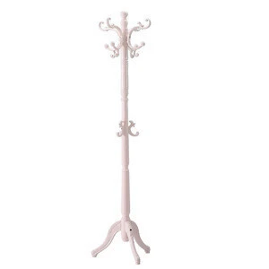 European Style Wooden White Color Clothes Hanger Stand Wooden Floor Coat Clothes Stand To Hang Clothes Hanger Coatrack