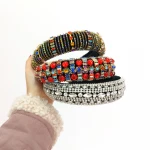Exquisite beaded rhinestone hair accessories female baroque luxury full diamond retro wide hair band for girls