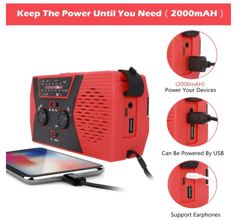 Facebook Hot Sell Power Bank 30000Mah Fast Charging Pd Qc Waterproof Solar Phone Charger Crank Flashlight Radio With Power Bank