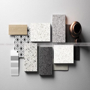Factory direct 600x600mm Matte and Polished finish White black color Cheap terrazzo floor tile in Foshan 66TE06