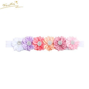 Factory Fancy Hair Sweet Flower Baby Hair Headband For Kids With Ribbon Rose flower hair band  For baby Girls