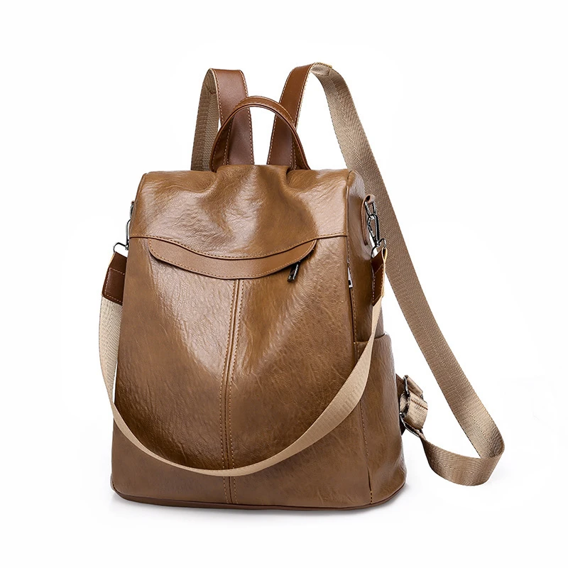 Factory OEM pu leather custom logo printing 13 15 17 inch office anti theft laptop bag travel shoulder backpack bag