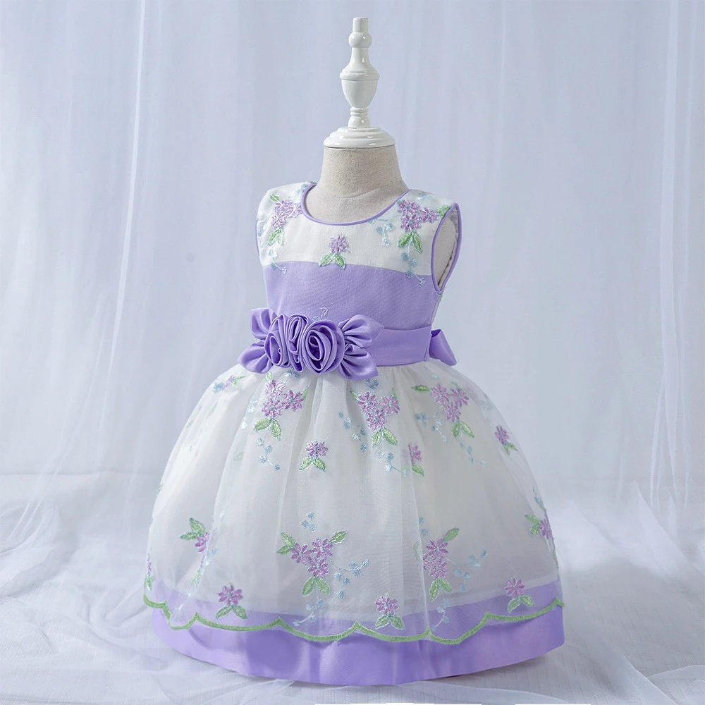 Factory Price For Dress Floral Elegant Baby Girl Sleeveless Dress