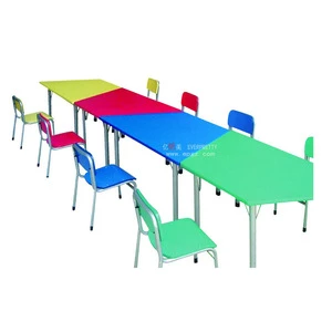 Factory sales trapezoid desk table school table chair for kids furniture