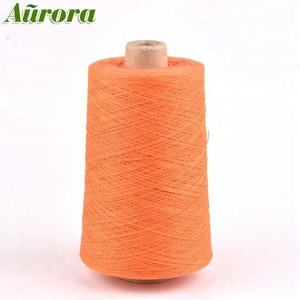 Factory supply orange knitting socks blended yarn Ne17S oe recycled cotton/polyester socks yarn