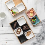 Factory Wholesale Fashionable Ceramic Dry Fruit Tray Snack Tray Food Serving Tray With Compartments