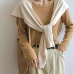 Fashion Autumn Winter Small Shawl Knot Knit Shawl Solid Office Shawls