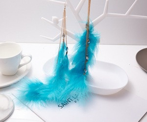 Fashion Minimalist Ostrich Feather Drop Earrings