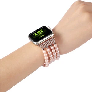 Fashion Women Ladies Jewelry Bracelet Strap for apple watch 5, for apple watch beaded band 40mm 44mm  42mm 38mm