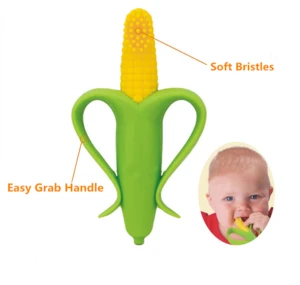 FDA Approved Corn Shaped  Silicone Baby Toothbrush Cute Teething Toys