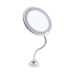 Flexible LED Lighted Makeup Mirror Bathroom 10 x Magnification Vanity Mirror with Suction Cup