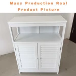 Floor Free Standing White Wood Bathroom Storage Cabinet With Adjustable Shelf