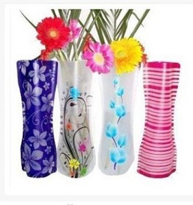 Folding Plastic clear leak free Flower PVC Vase