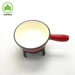 Fondue Set  Cast Iron Pot with Fuel Burner  Includes 6 Forks  Ideal for Cheese/Chocolate/Meat Fondue