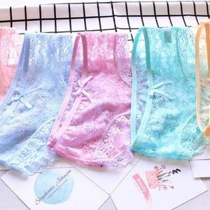 Free Sample OEM Sexy Lace G-string Transparent Panties Underwear