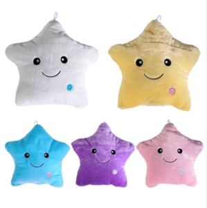 Free sample star shape led light up pillow stuffed pillows with 7pcs or 9pcs lightings