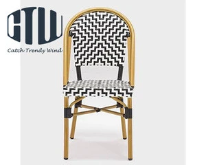 French style aluminum bamboo look bistro rattan wicker chair