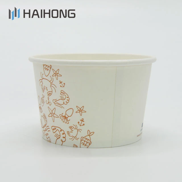 Frozen yogurt use custom printed paper ice cream container with paper lid
